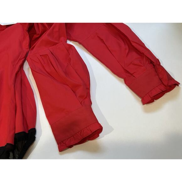 Glory Connections Red Blouse FANTASY RUFFLE ROMPER TOP Size Medium - Picture 11 of 12